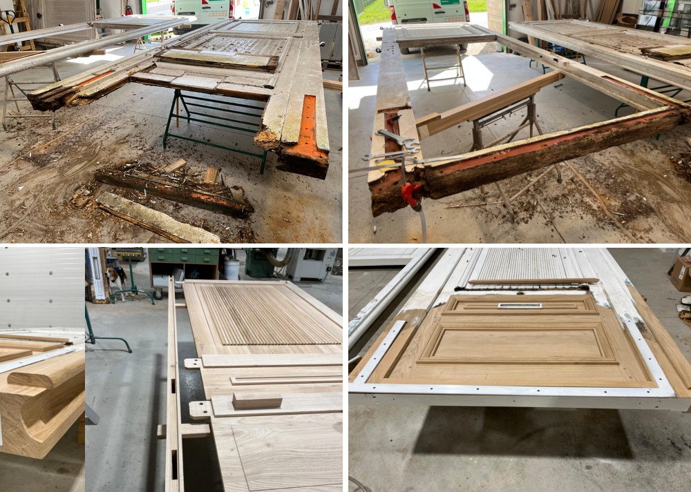 Restauration en cours de la porte cochre